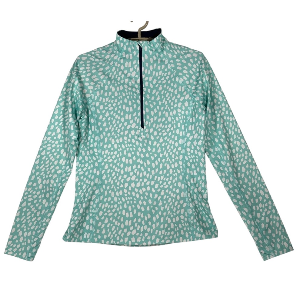 Vineyard Vines Performance Womens Quarter Zip Pullover XS Printed Mint Green
